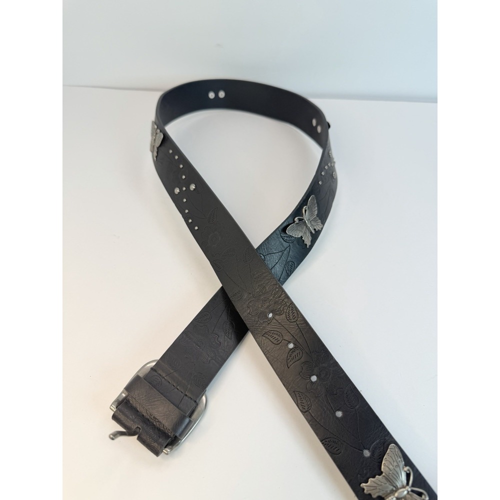 Butterfly Accented Black Belt Whimsical Fantasy Fairycore Size Large 36"